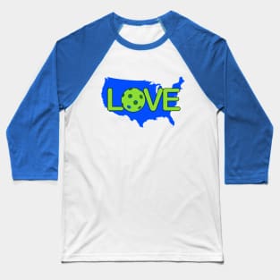 America Loves Pickleball Baseball T-Shirt